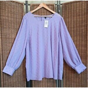 Torrid Size 3/3X Chiffon Clip Dot Puff Sleeve Top Blouse Light Purple NEW